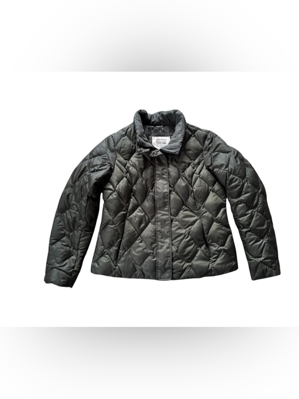 Eddie Bauer Goose Down Puffer Jacket Women’s XL Green Diamond Quilted Coat